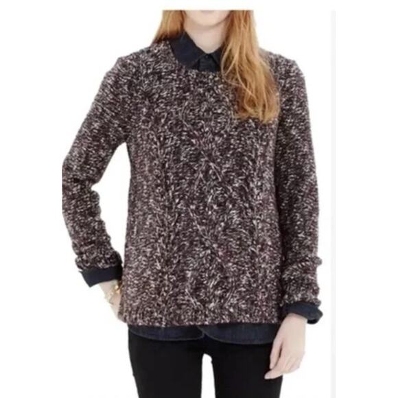 Madewell Sweater Womens Small Purple Marled Firelight Cable Knit Side Slit - Picture 4 of 10